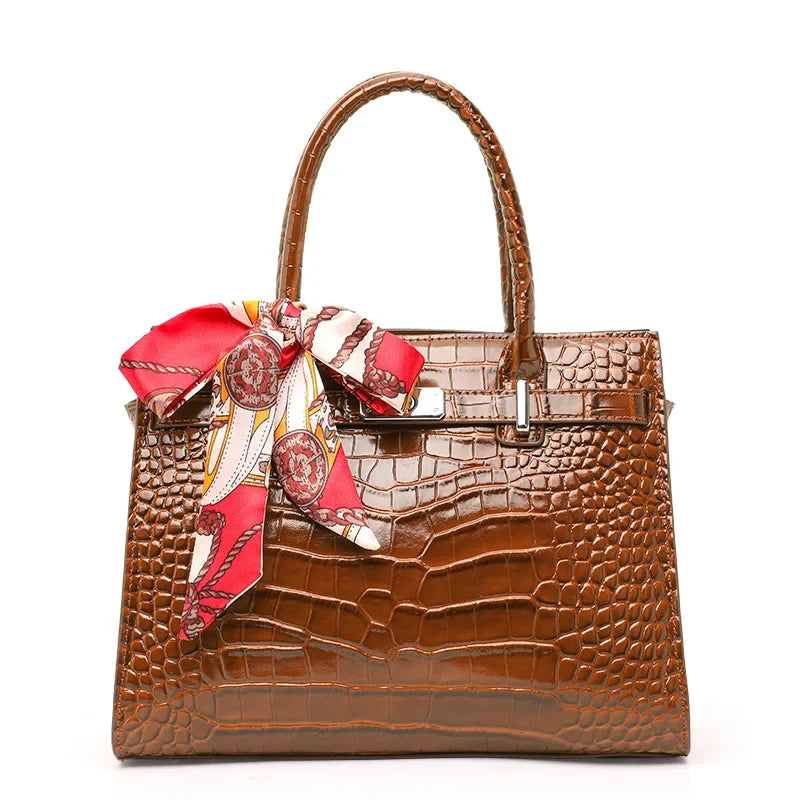Crocodile Pattern Genuine Leather Women's Handbag