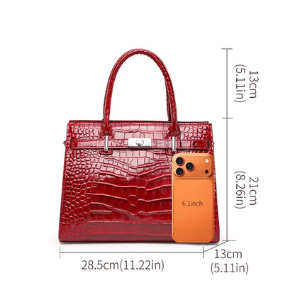 Crocodile Pattern Genuine Leather Women's Handbag