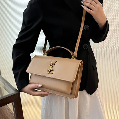 High-End Leather Women Diaper Bag Classic Designer Paris Casual Simple Vintage