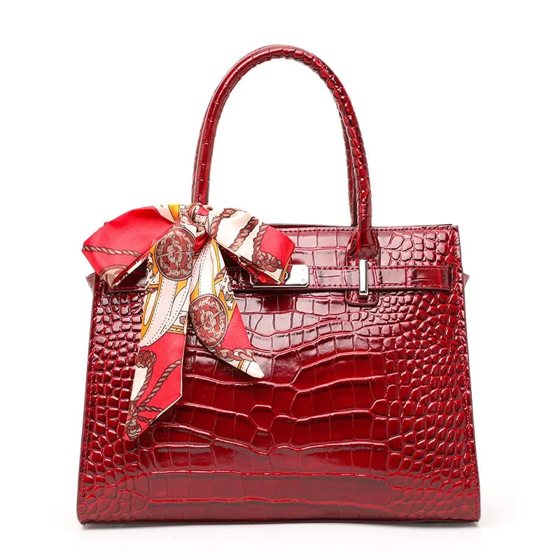 Crocodile Pattern Genuine Leather Women's Handbag
