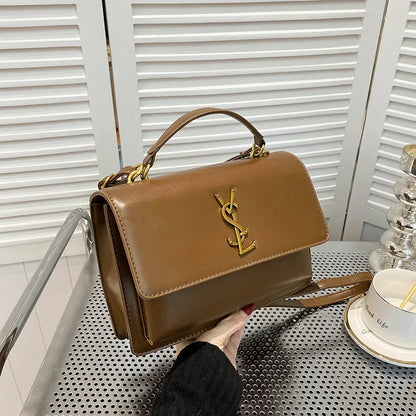 High-End Leather Women Diaper Bag Classic Designer Paris Casual Simple Vintage