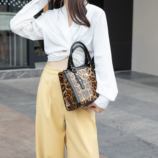 Fashionable Leopard Print Handbag, Large Shoulder Bag