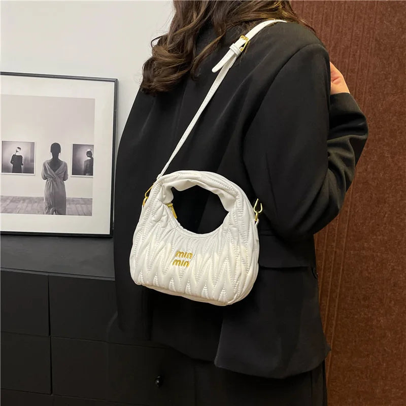 Designer Women Handbags 2026 French Women's Bag Pleated Miu Niche